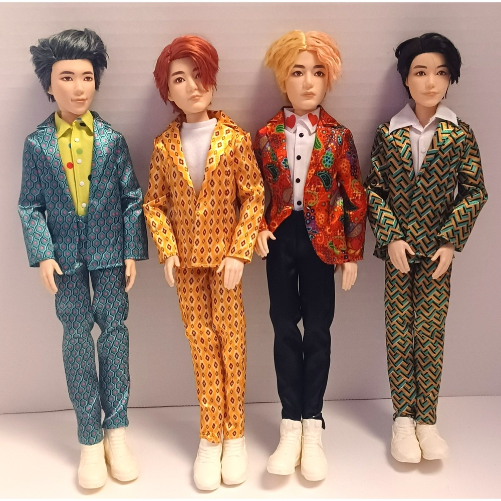 Mattel BTS Idol Fashion Doll Lot of 4 RM V J-Hope Jungkook 11" Figures K-Pop